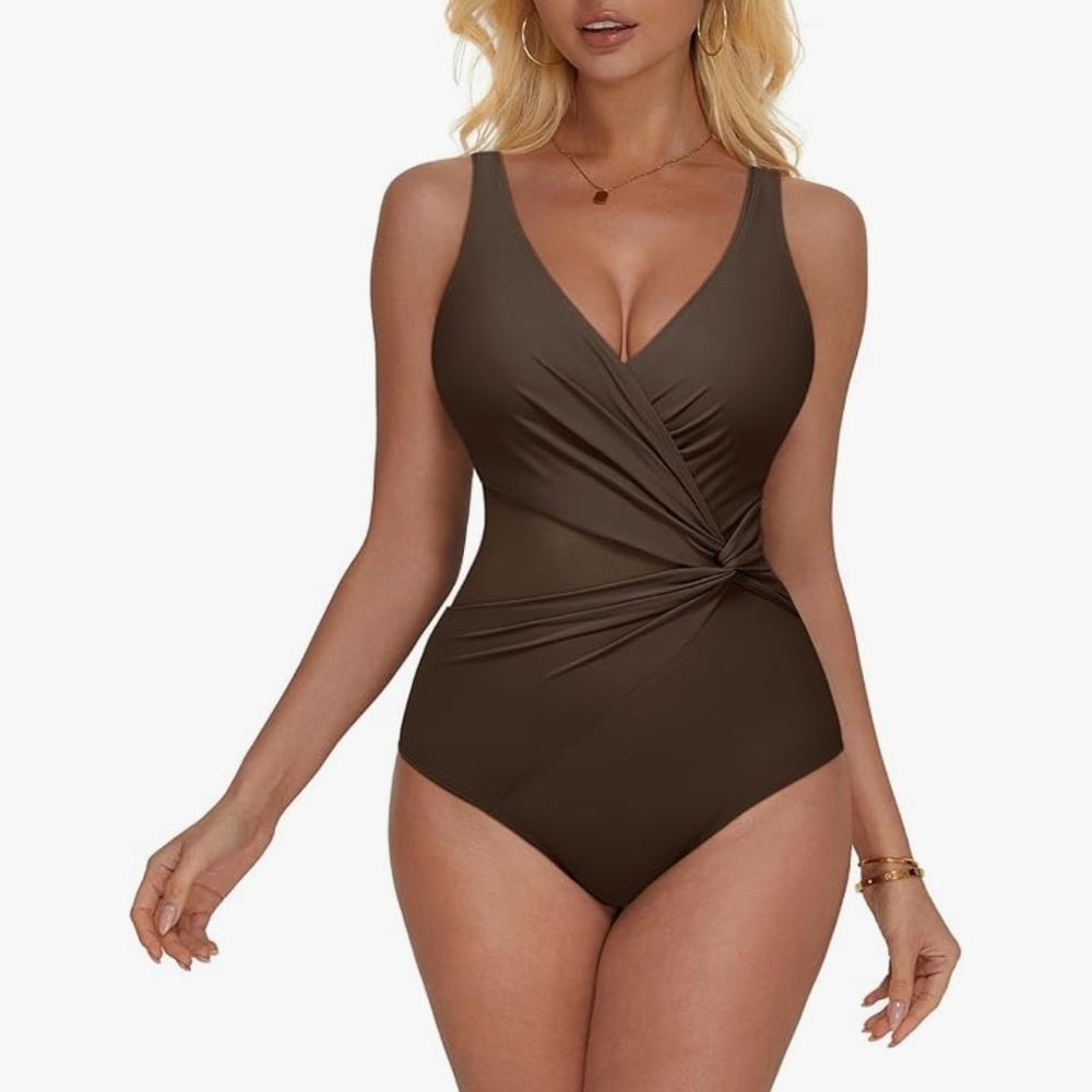 Chic Brown Women's One-Piece Swimsuit